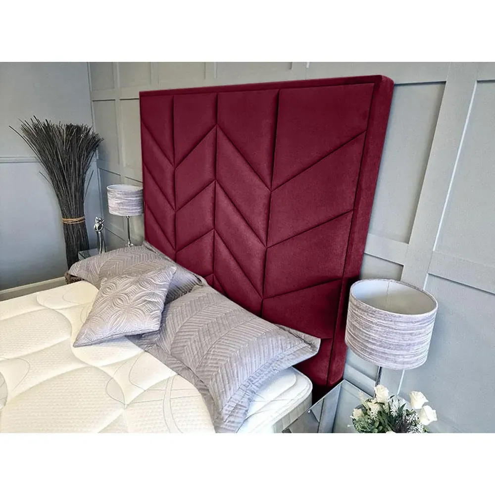 Alino Super King Size TV Bed Frame with Remote - Maroon, Velvet