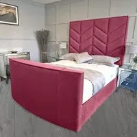 Alino Super King Size TV Bed Frame with Remote - Maroon, Velvet