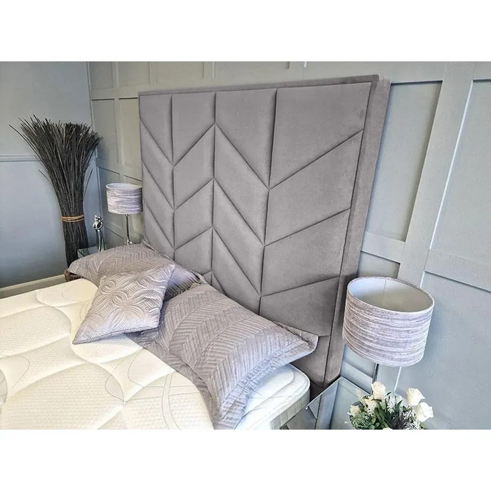 Alino Super King Size TV Bed Frame with Remote - Silver, Velvet