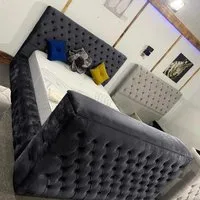 Arli King Size TV Bed Frame - Grey, Velvet