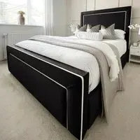 Arring King Size Bed Frame with Headboard - Black, Velvet