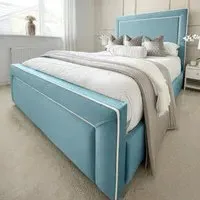 Arring Super King Bed Frame with Headboard - Duck Egg, Velvet