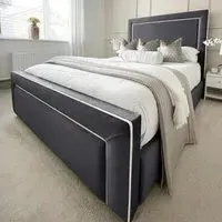 Arring Super King Size Bed Frame - Grey, Velvet