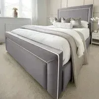 Arring Super King Size Bed Frame - Silver, Velvet