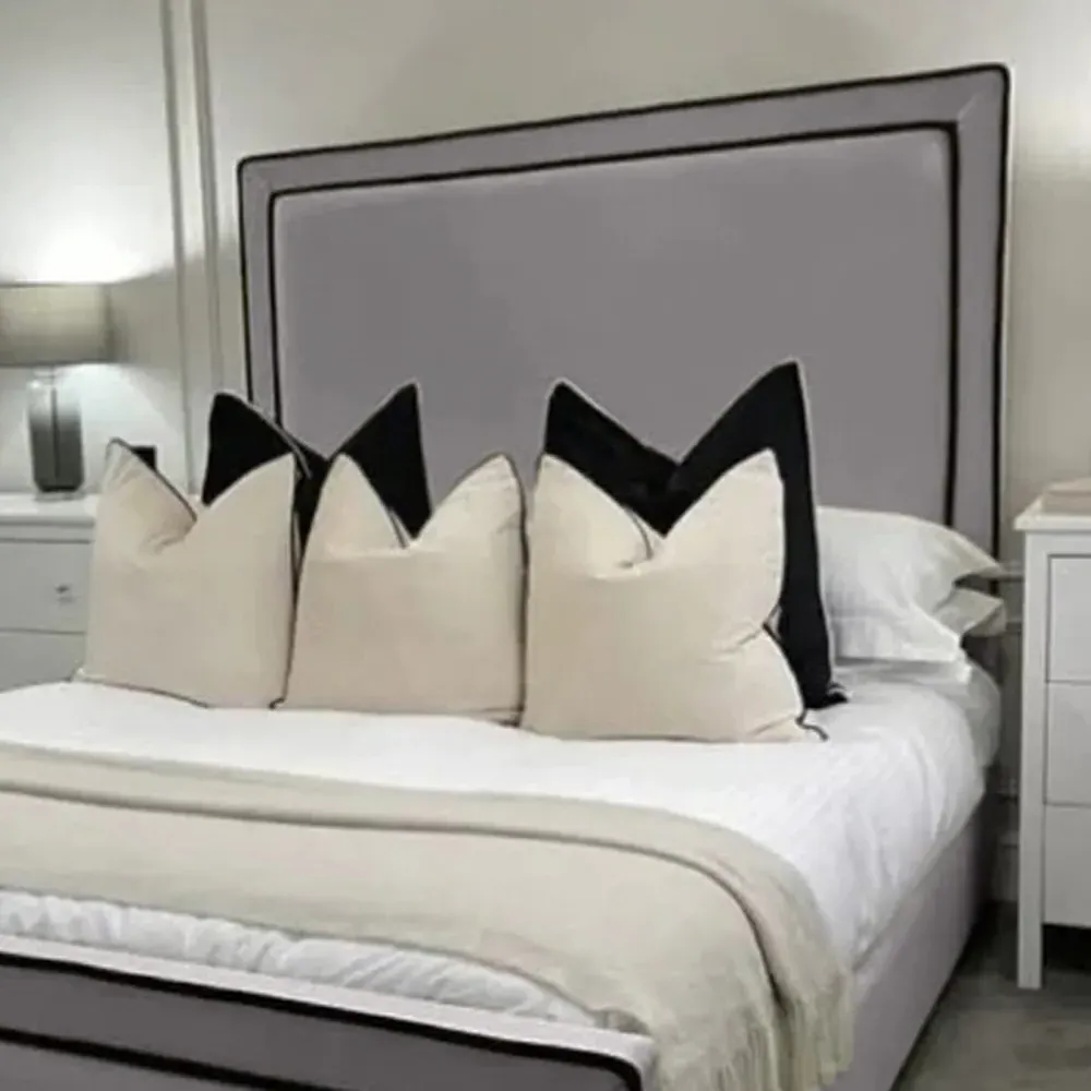 Bianca King Size Bed Frame with Headboard - Silver, Velvet