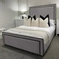 Bianca King Size Bed Frame with Headboard - Silver, Velvet