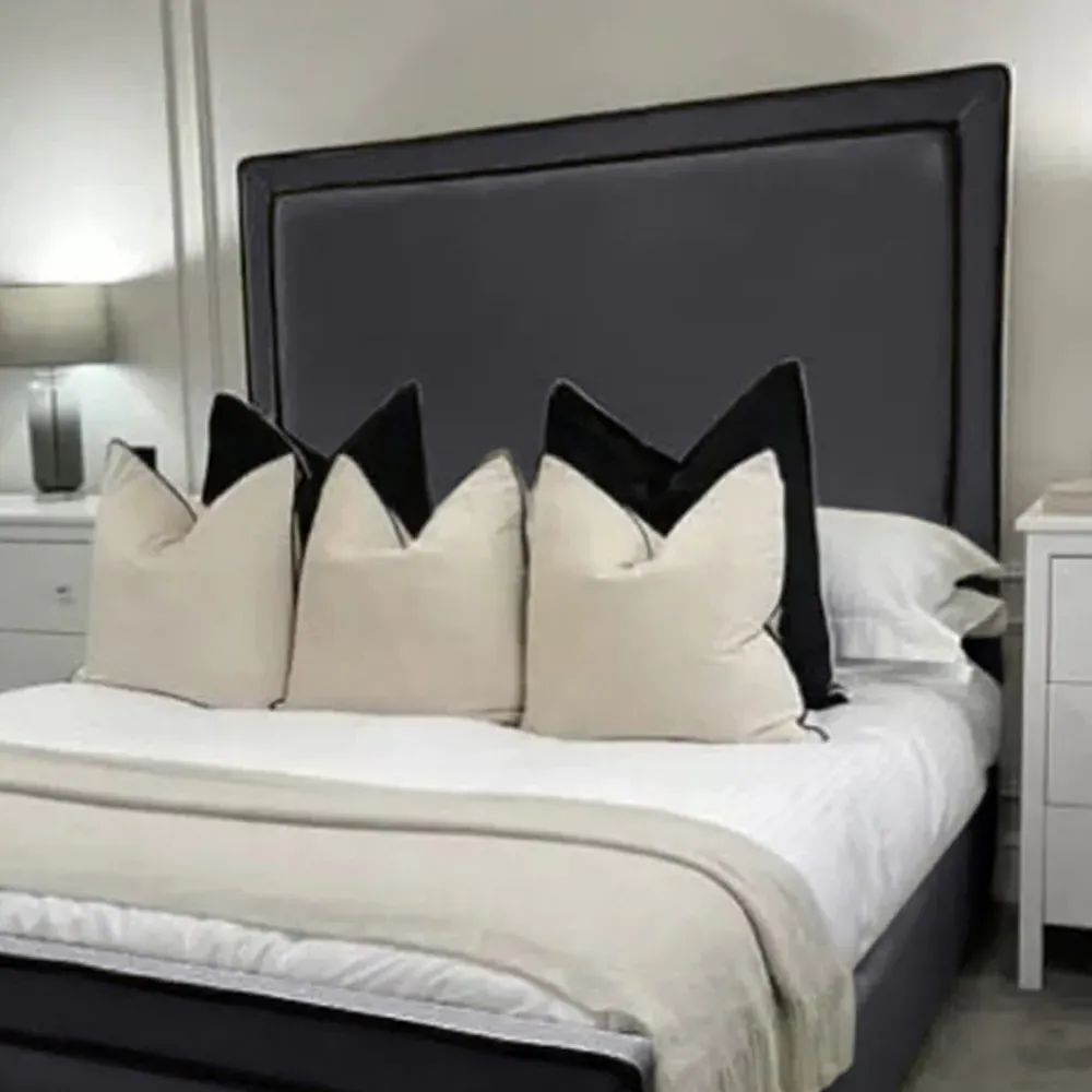 Bianca Super King Size Bed Frame with Headboard - Grey, Velvet