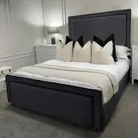 Bianca Super King Size Bed Frame with Headboard - Grey, Velvet