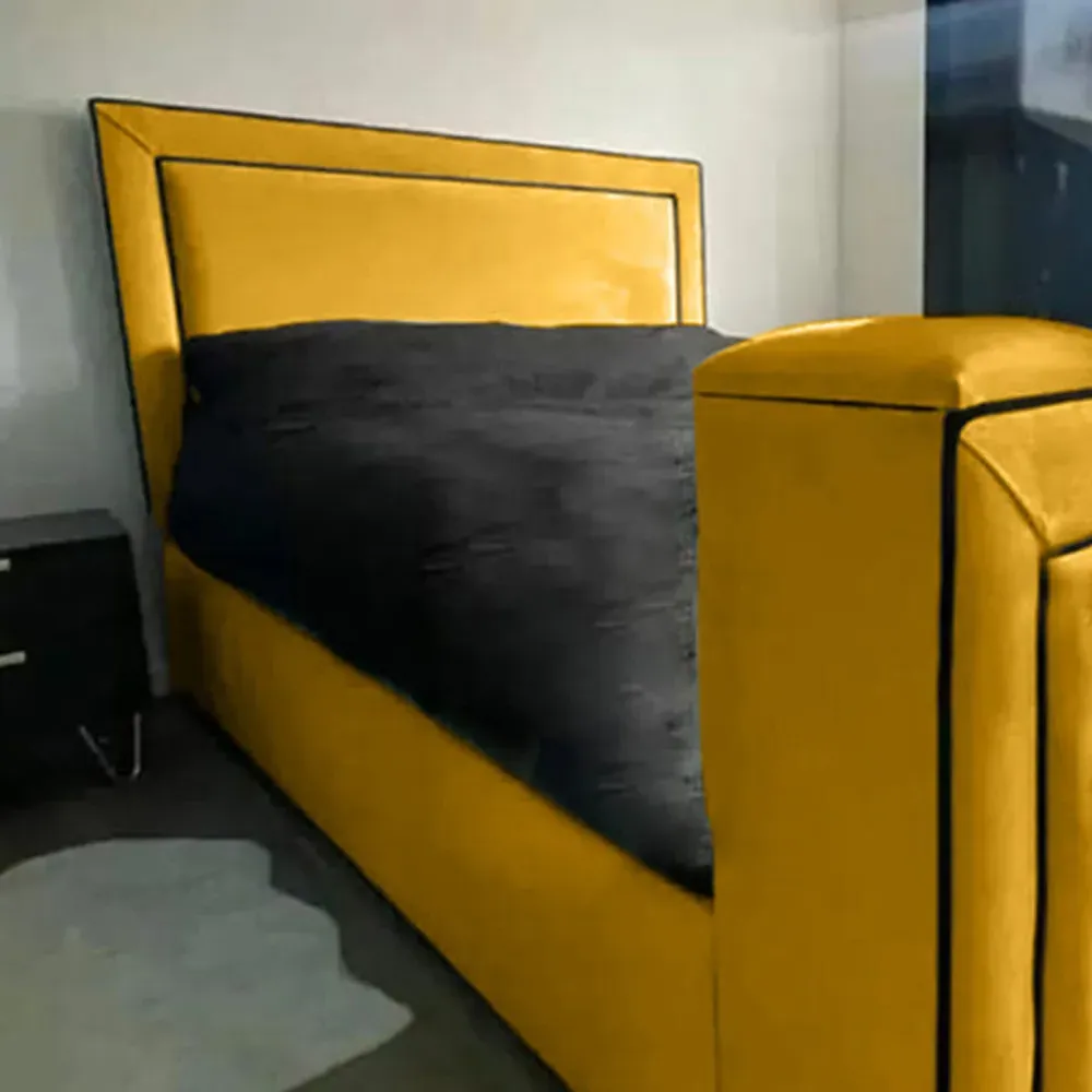 Bisham Double TV Bed Frame - Orange, Velvet