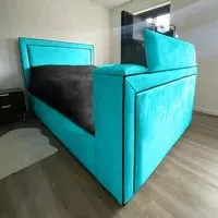 Bisham King Size TV Bed Frame - Teal, Velvet