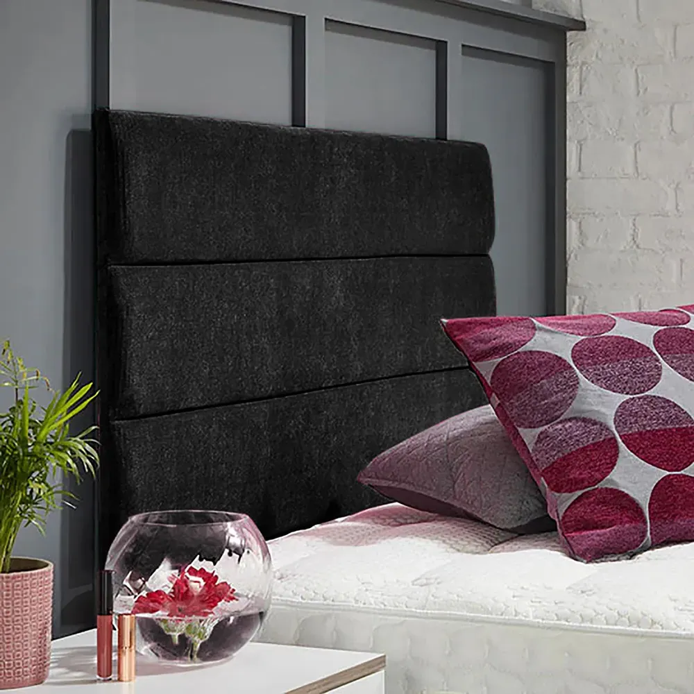 Bliss Double Strutted Headboard - Black, Naples Fabric