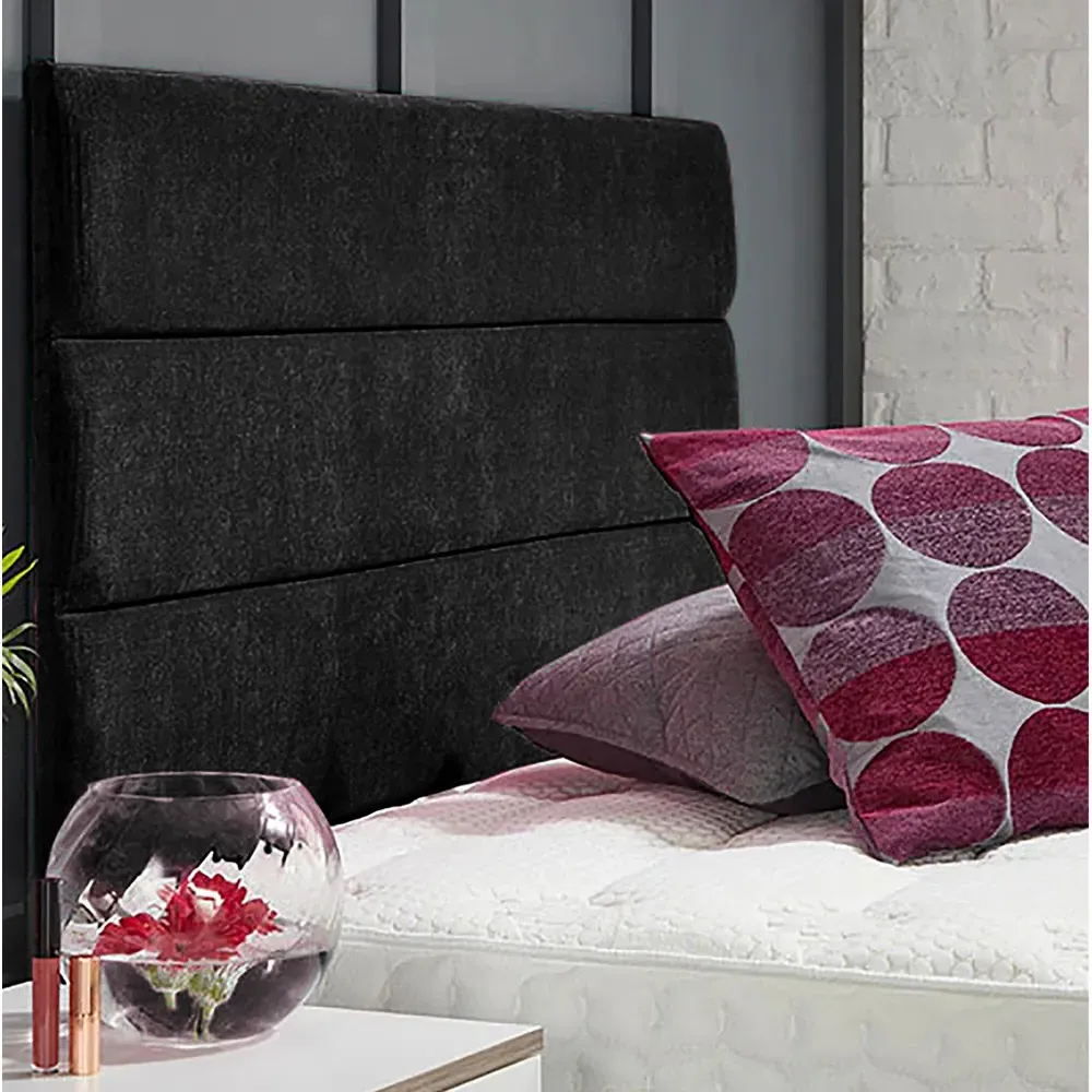 Bliss Small Single Strutted Headboard - Black, Naples Fabric image