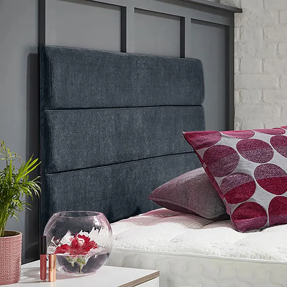 Bliss Small Single Strutted Headboard - Charcoal, Naples Fabric
