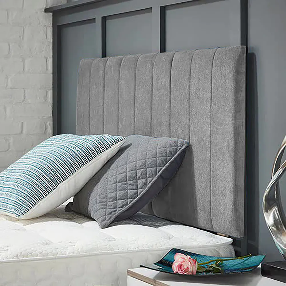Canter Super King Size Strutted Headboard - Silver, Naples Fabric