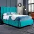 Carli King Size Bed Frame with Lined Headboard - Blue, Velvet