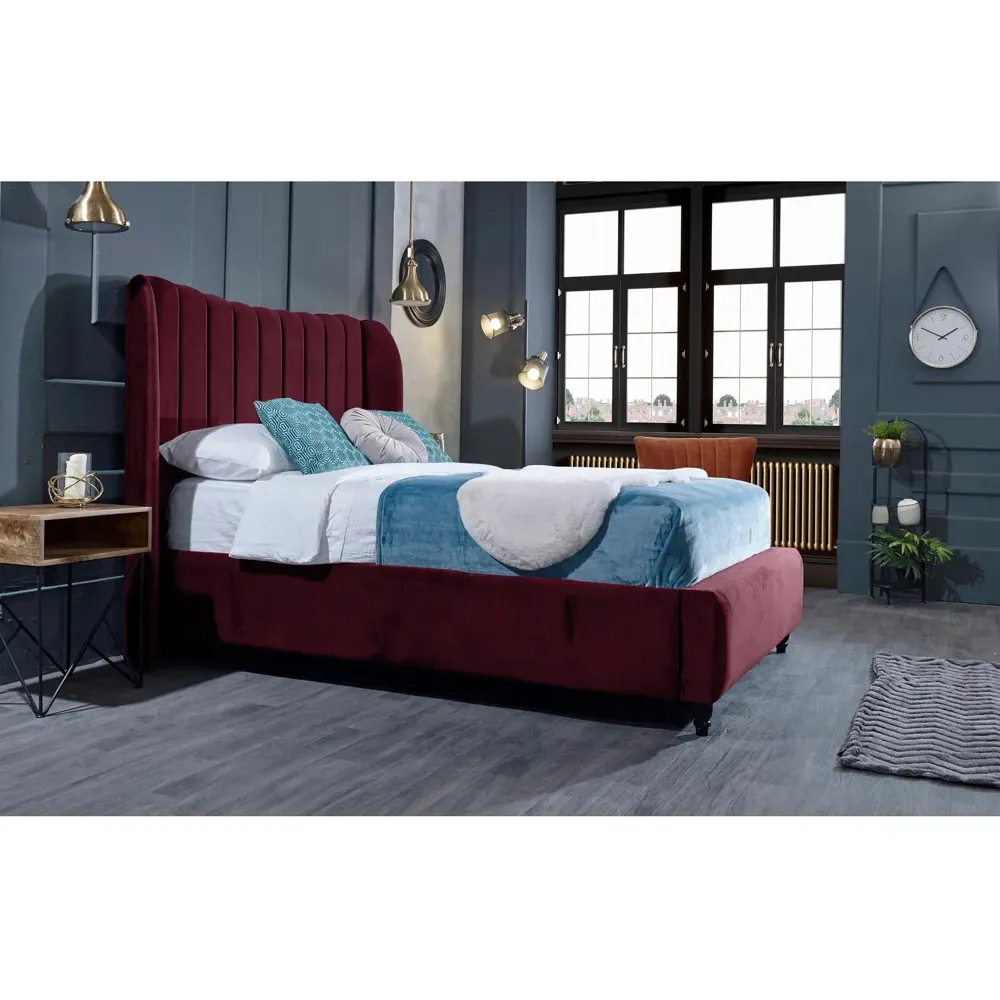 Carli Super King Size Bed Frame with Lined Headboard - Brown, Velvet