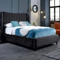 Carli Super King Size Bed Frame with Lined Headboard - Grey, Velvet