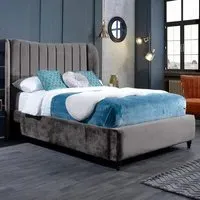 Carli Super King Size Bed Frame with Lined Headboard - Silver, Velvet