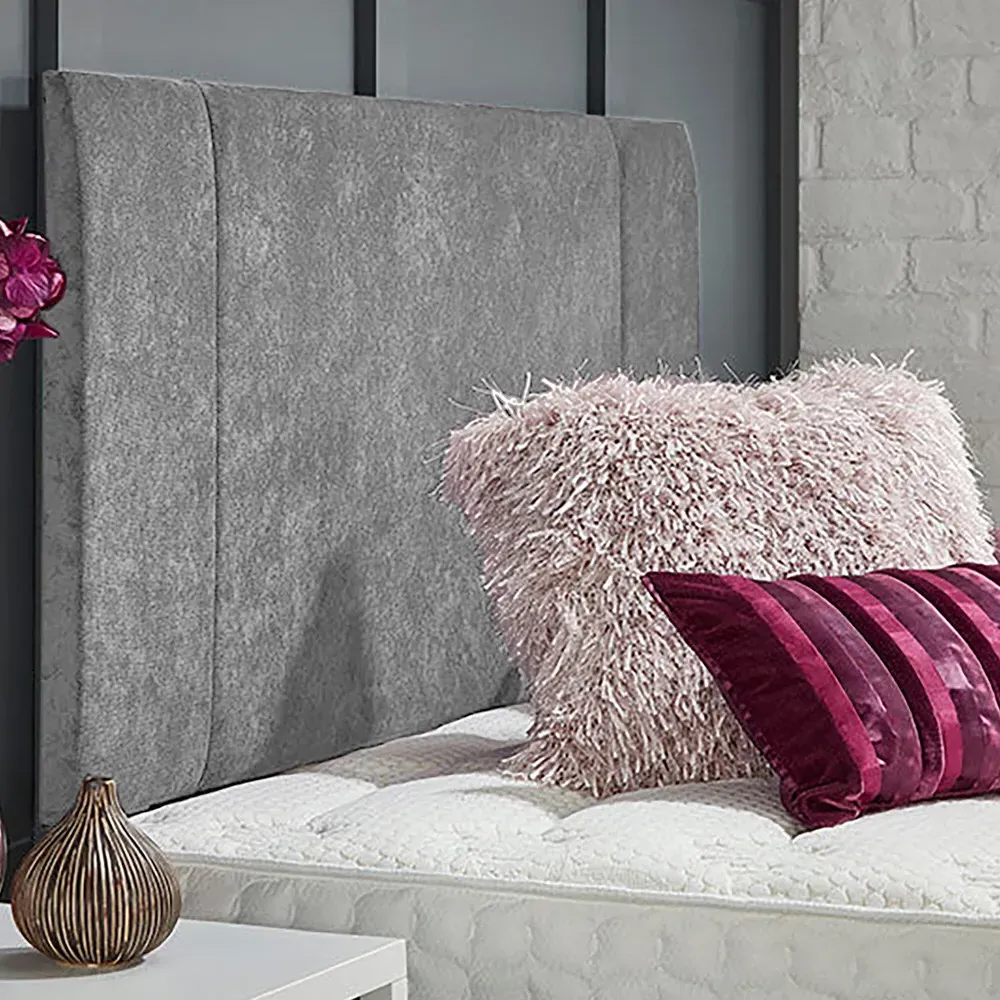 Charles King Size Strutted Headboard - Silver, Naples Fabric