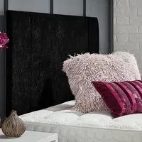 Charles Small Double Strutted Headboard - Black, Naples Fabric