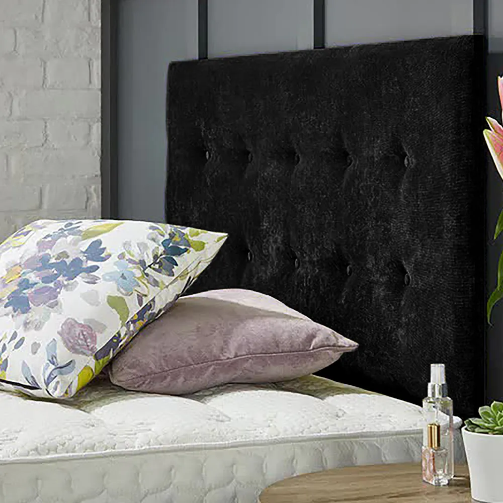 Chessing Double Strutted Headboard - Black, Naples Fabric