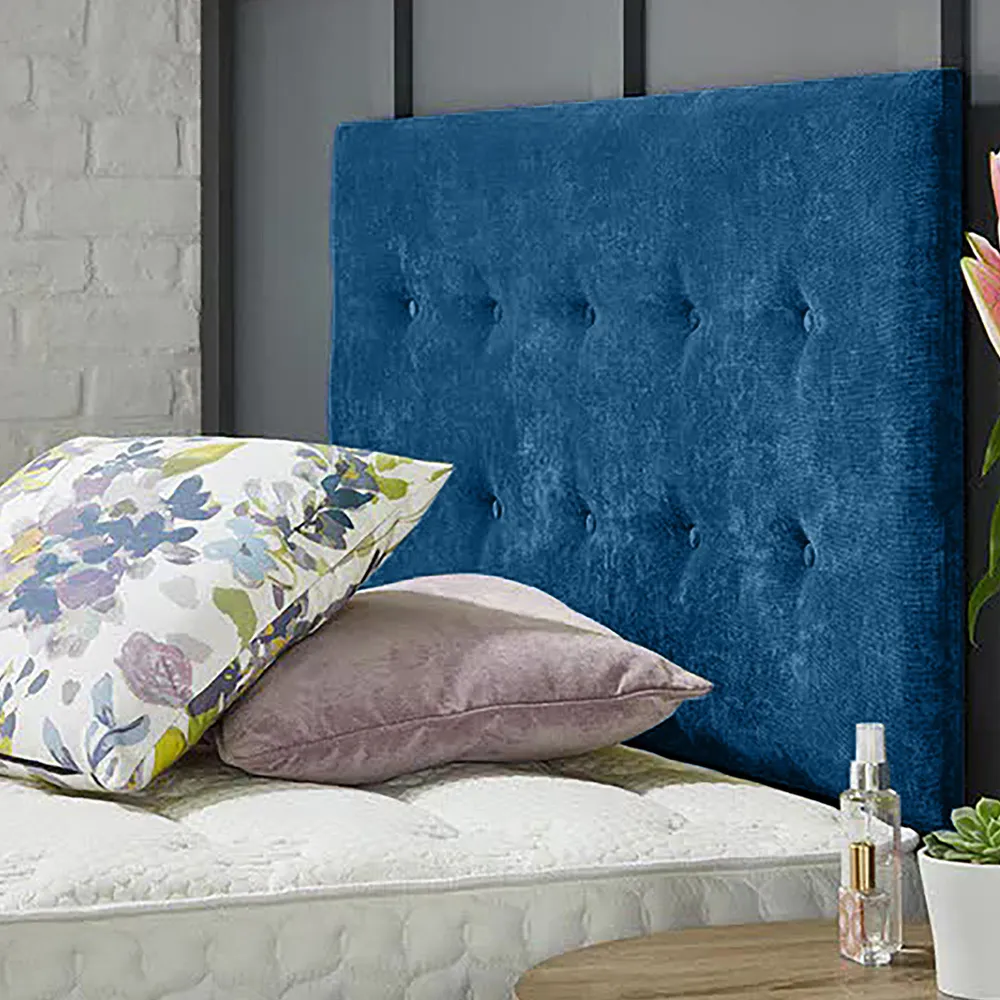 Chessing King Size Strutted Headboard - Blue, Naples Fabric