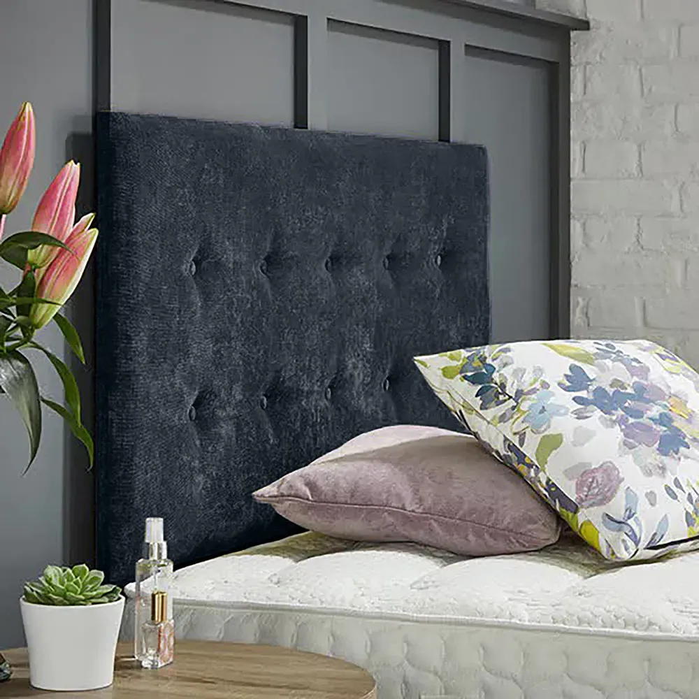 Chessing King Size Strutted Headboard - Charcoal, Naples Fabric