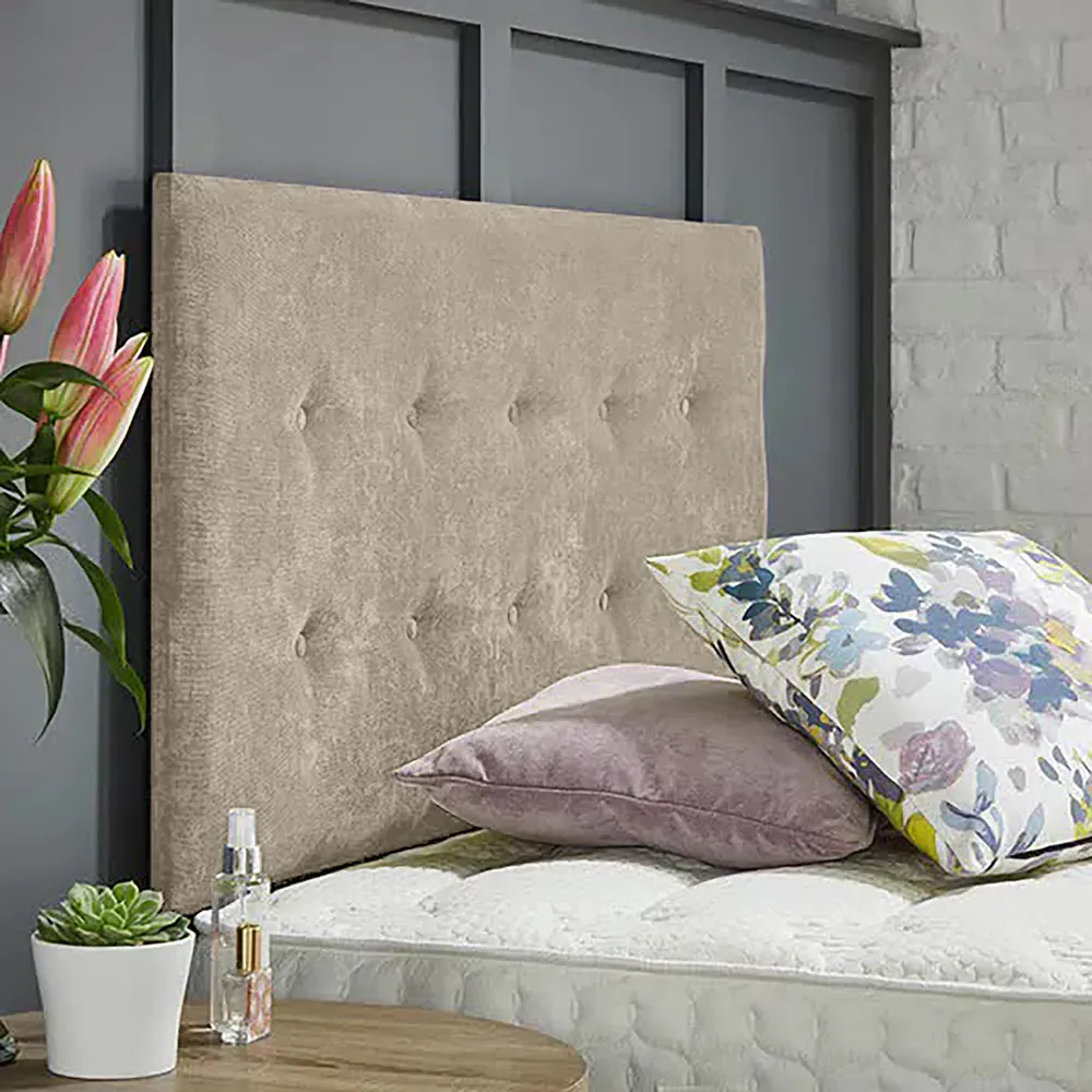 Chessing King Size Strutted Headboard - Cream, Naples Fabric