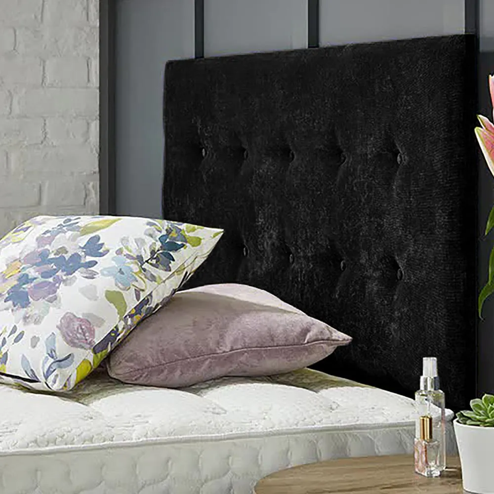 Chessing Small Double Strutted Headboard - Black, Naples Fabric