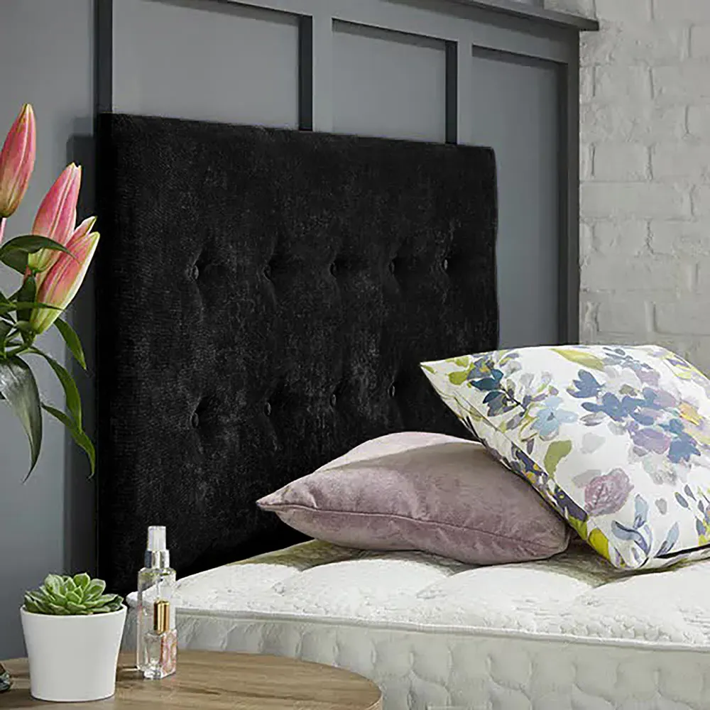 Chessing Small Single Strutted Headboard - Black, Naples Fabric