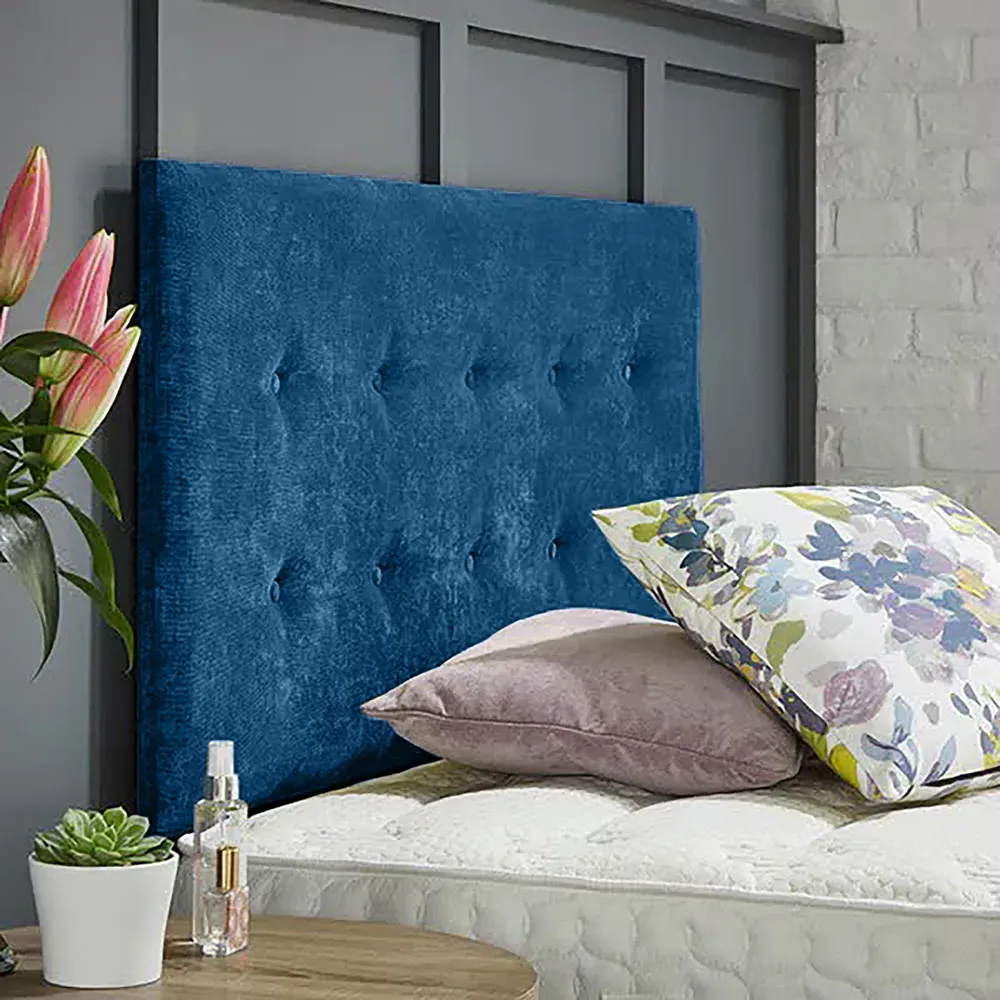 Chessing Small Single Strutted Headboard - Blue, Naples Fabric