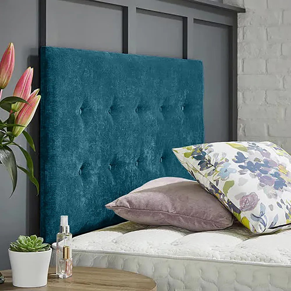 Chessing Super King Strutted Headboard - Teal, Naples Fabric
