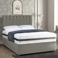 Cocoon Double Divan Bed with Headboard - Grey, Velvet