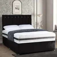 Cocoon King Size Divan Bed with Headboard - Black, Velvet