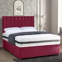 Cocoon Single Divan Bed with Headboard - Maroon, Velvet