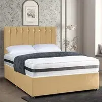 Cocoon Small Double Divan Bed with Headboard - Cream, Velvet