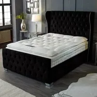 Colleen King Size Bed Frame with Chesterfield Headboard - Black, Velvet