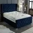 Colleen King Size Bed Frame with Chesterfield Headboard - Blue, Velvet