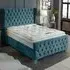 Colleen Super King Size Bed Frame with Chesterfield Headboard - Blue, Velvet
