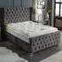 Colleen Super King Size Bed Frame with Chesterfield Headboard - Silver, Velvet