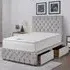 Comfyzone Double Divan Bed with Chesterfield Headboard - Silver, Velvet