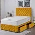 Comfyzone Double Divan Bed with Chesterfield Headboard - Yellow, Velvet