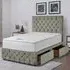 Comfyzone Single Divan Bed with Chesterfield Headboard - Grey, Velvet