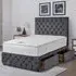 Comfyzone Single Divan Bed with Chesterfield Headboard - Silver, Velvet