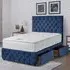 Comfyzone Super King Size Divan Bed with Chesterfield Headboard - Blue, Velvet