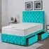 Comfyzone Super King Size Divan Bed with Chesterfield Headboard - Teal, Velvet