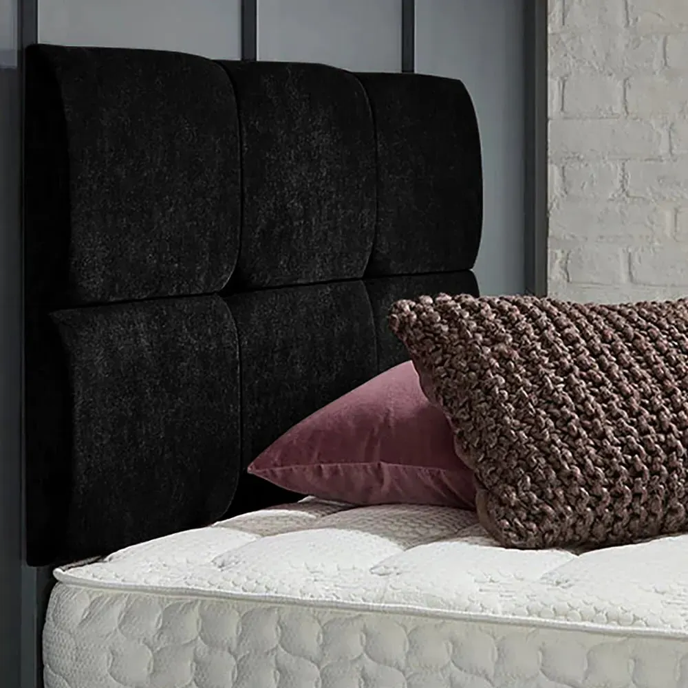 Dorridge King Size Strutted Headboard - Black, Naples Fabric