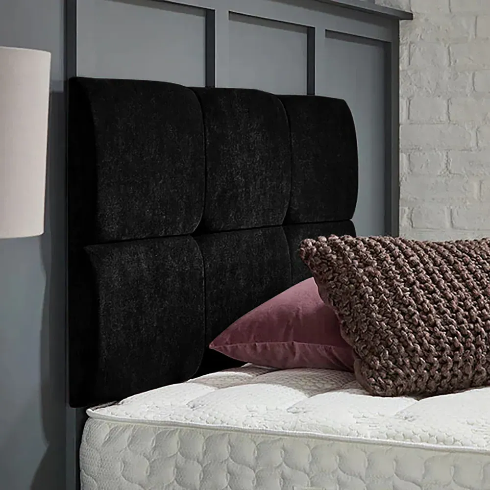 Dorridge Small Double Strutted Headboard - Black, Naples Fabric