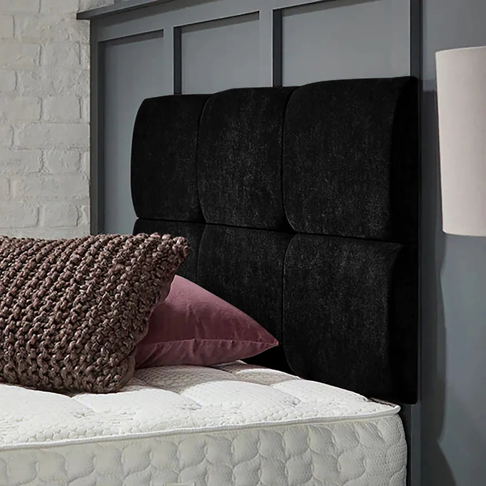 Dorridge Small Single Strutted Headboard - Black, Naples Fabric