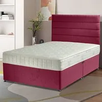 Dozer King Size Divan Bed with Lined Headboard - Brown, Velvet